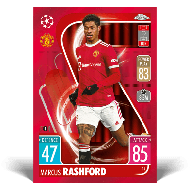 TOPPS UEFA Champions League Match Attax Chrome 2021/22 Soccer Cards - Base Card Red Parallel Rashford