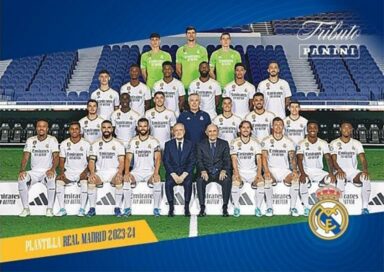 2023-24 PANINI Tribute Real Madrid Tricampeones Soccer Cards - Base Card Campeones Team Photo