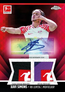 2023-24 TOPPS Chrome Bundesliga Soccer Cards - Derbystar Double Ball Autograph Relics Xavi Simons