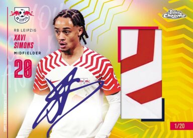 2023-24 TOPPS Chrome RB Leipzig Soccer Cards - Autograph Relic Card Xavi Simons