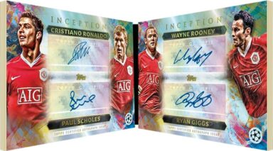 2023-24 TOPPS Inception UEFA Club Competitions Soccer Cards - Quad Autograph Booklet Ronaldo / Scholes / Rooney / Giggs