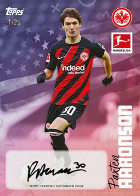 2023-24 TOPPS International Stars Bundesliga Soccer Cards - Base Autograph Paxten Aaronson