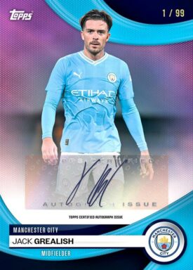 2023-24 TOPPS Manchester City FC Official Team Set Soccer Cards - Base Autograph Grealish