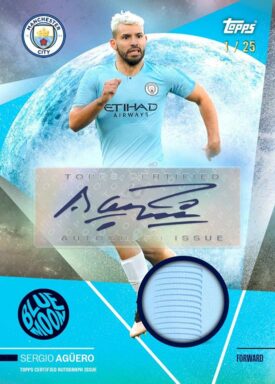 2023-24 TOPPS Manchester City FC Official Team Set Soccer Cards - Blue Moon Autograph Relic Sergio Agüero