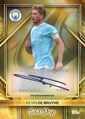 2023-24 TOPPS Manchester City FC Official Team Set Soccer Cards - Gold Drip Autograph Kevin de Bruyne