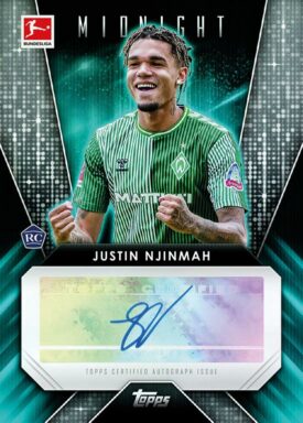 2023-24 TOPPS Midnight Bundesliga Soccer Cards - Glimmer Graphs Justin Njinmah