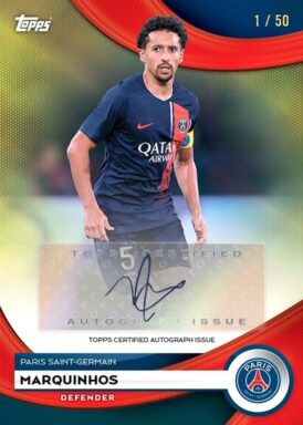 2023-24 TOPPS Paris Saint-Germain Official Team Set Soccer Cards - Base Autograph Card Marquinhos