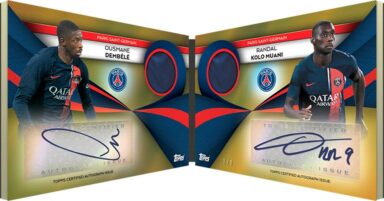 2023-24 TOPPS Paris Saint-Germain Official Team Set Soccer Cards - PSG Autograph Relic Book Card Ousmane Dembele / Randal Kolo Muani