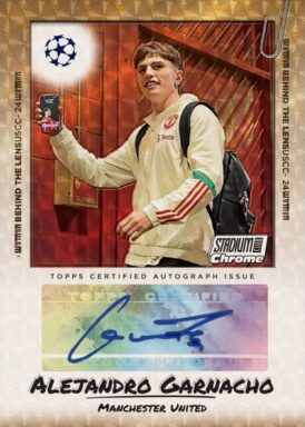 2023-24 TOPPS Stadium Club Chrome UEFA Champions League Soccer Cards - Behind the Lens Autograph Alejandro Garnacho