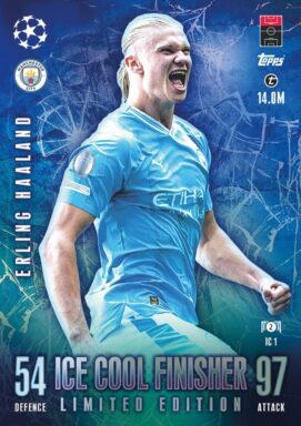 TOPPS UEFA Club Competitions Match Attax Extra 2023/24 Trading Card Game - Ice Cool Finisher Limited Edition Erling Haaland