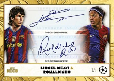 2024-25 TOPPS Deco UEFA Club Competitions Soccer Cards - Dual Autograph Lionel Messi / Ronaldinho