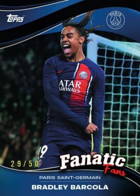 2024-25 TOPPS Paris Saint-Germain Official Fan Set Soccer Cards - Fanatic Fans Insert Barcola