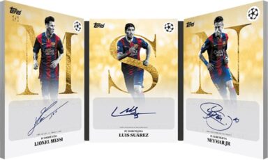 2024-25 TOPPS Simplicidad UEFA Club Competitions Soccer Cards - Triple Autograph Lionel Messi / Luis Suarez / Neymar Jr