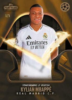 2024-25 TOPPS Summer Signings Here We Go by Fabrizio Romano UEFA Club Competitions Soccer Cards - Star Signing Kylian Mbappé