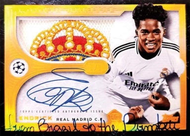 2024-25 TOPPS UEFA Club Competitions Soccer Cards - Rookie Arrival Autograph Patch Inscription Endrick