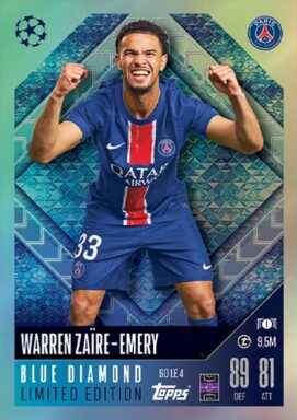 TOPPS UEFA Club Competition Match Attax 2024/25 Trading Card Game - Blue Limited Edition Card Warren Zaire-Emery