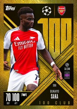 TOPPS UEFA Club Competitions Match Attax Extra 2024/25 Trading Card Game - 100 Club Bukayo Saka