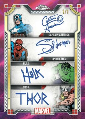 2024 TOPPS Chrome Sapphire Edition Marvel Trading Cards - Quad Autograph