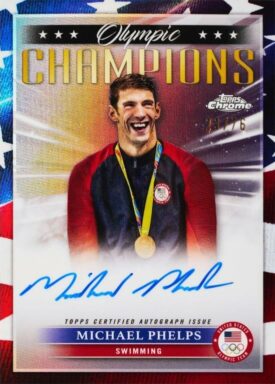 2024 TOPPS Chrome US Olympic & Paralympic Team Hopefuls Sports Cards - Olympic Champions Autograph Parallel Michael Phelps