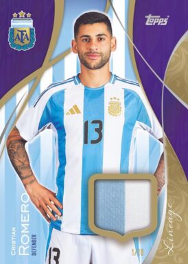 2024 TOPPS Lineage Argentina Soccer Cards - The King's Colors Relic Cristian Romero