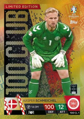 TOPPS UEFA Euro 2024 Match Attax Trading Card Game - 100 Club Limited Edition Card - Kasper Schmeichel
