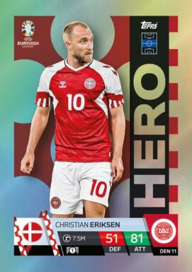TOPPS UEFA Euro 2024 Match Attax Trading Card Game - Hero Card - Christian Eriksen