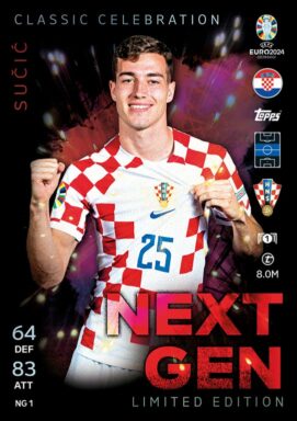 TOPPS UEFA Euro 2024 Match Attax Trading Card Game - Classic Celebration Next Gen Limited Edition Card - Sucic