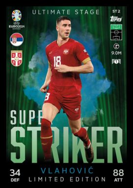 TOPPS UEFA Euro 2024 Match Attax Trading Card Game - Ultimate Stage Super Striker Limited Edition Card - Dusan Vlahovic
